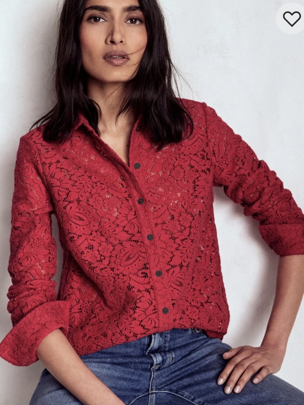 Boden‎ Lace Long Sleeve Shirt in Rumba Red. Womans Size 6. Like New.